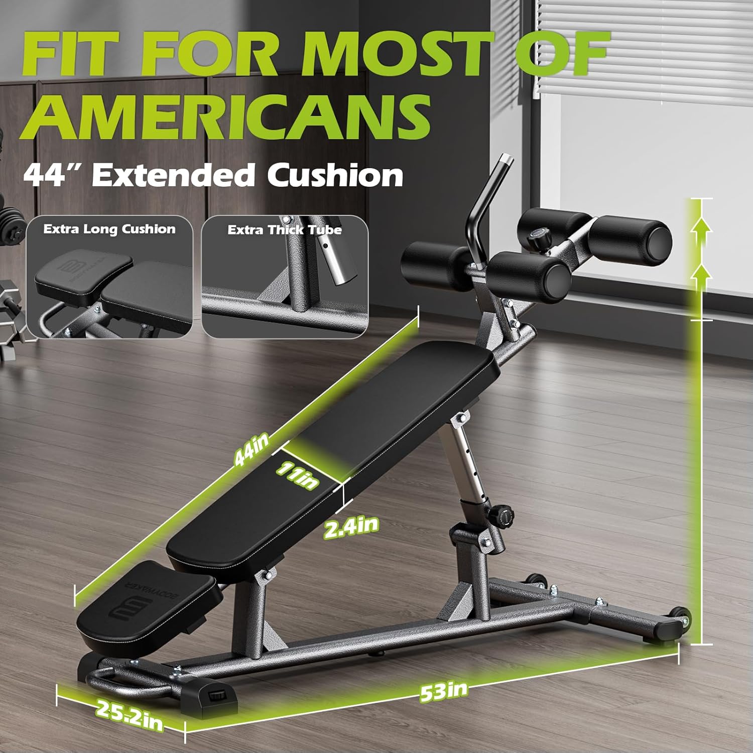 Semi-Commercial Sit-Up Bench with Reverse Crunch Handle for Ab & Core Workout and Decline Bench Press, Adjustable Weight Bench Press Set with 4 Adjustable Heights for Home Gym Strength Training
